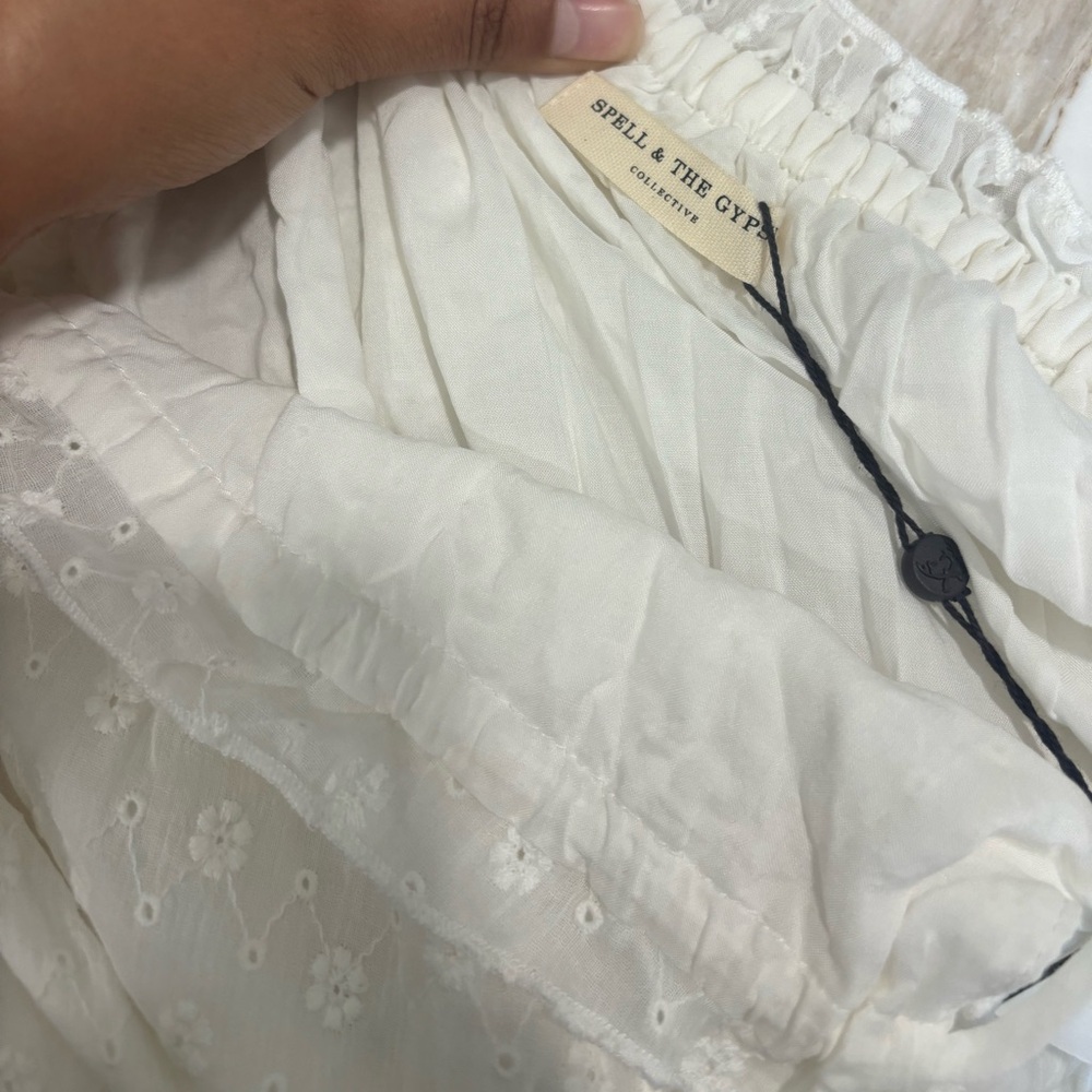 Spell Daisy Chain Ruched Mini Dress White Medium - Picture 8 of 9